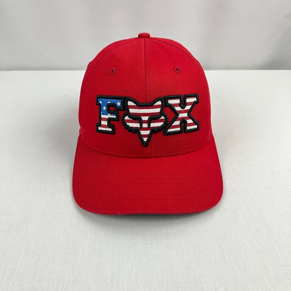 Fox Racing Live Free Red Flexfit Hat Cap Men's L/XL American Flag